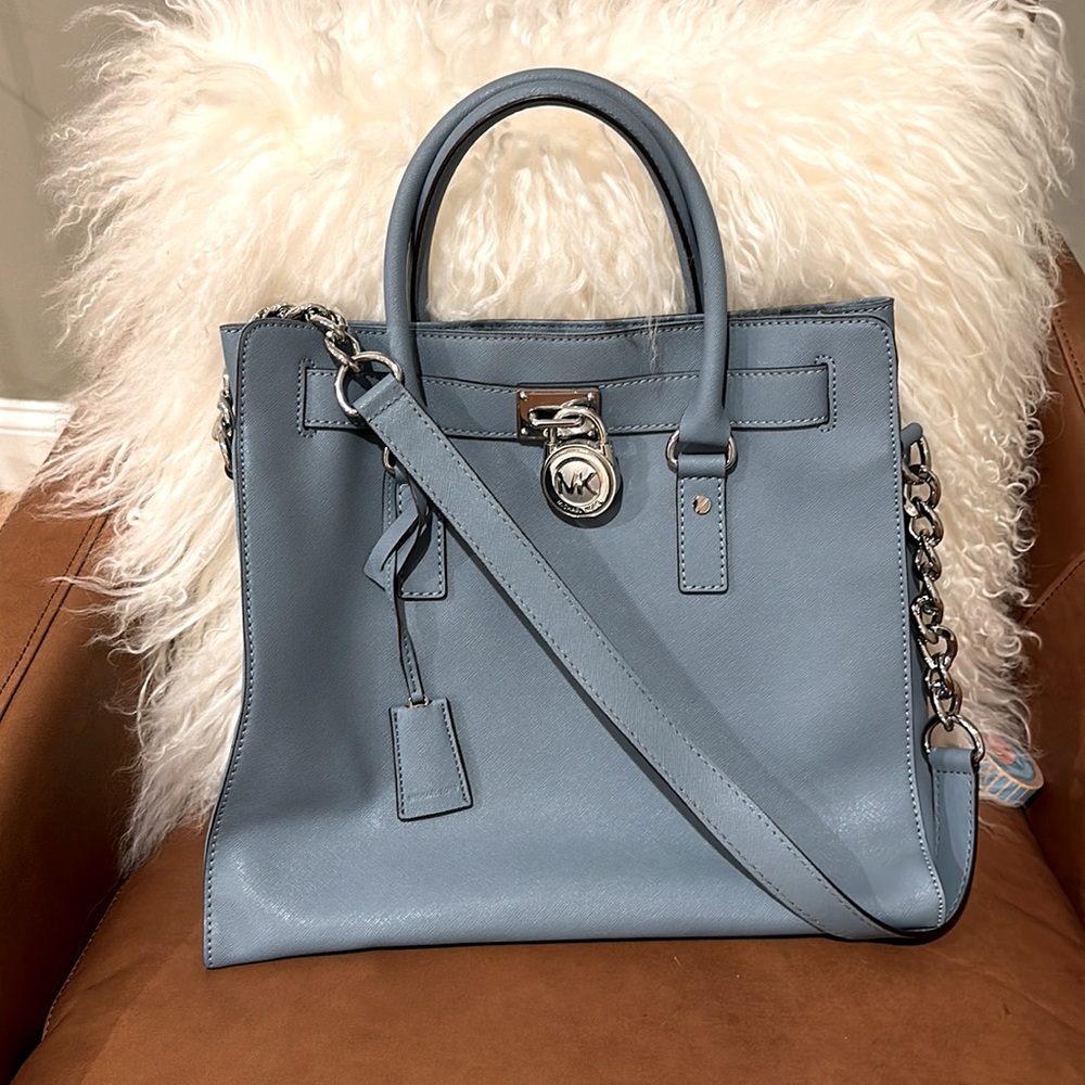 Michael Kors Large Hamilton Baby Blue and Silver 💙